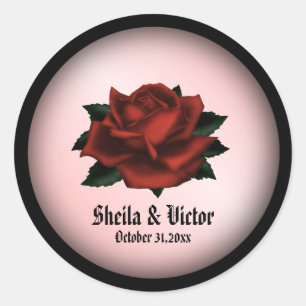 Sticker Rond Rose rouge gothique Mariage personnel