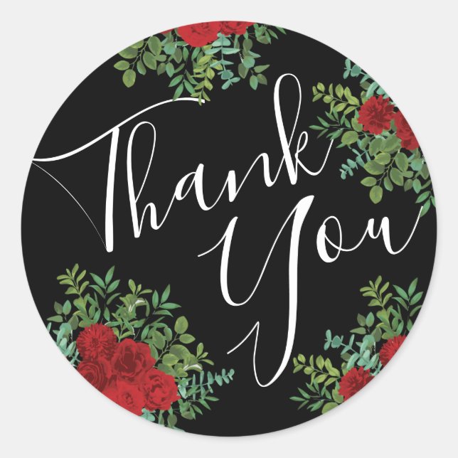 Sticker Rond Rose rouge noir Mariage gothique foncé (Devant)