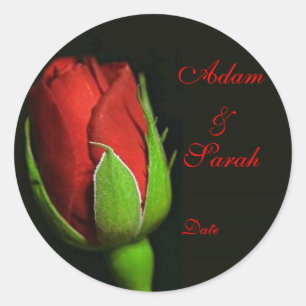 Sticker Rond rose rouge, rose lapin, Adam & Sarah, Date