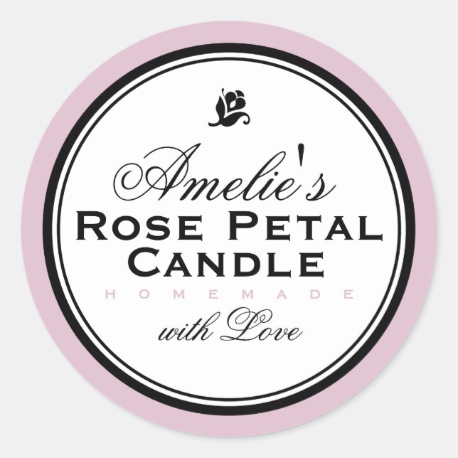 STICKER ROND ROSE | SAVON PERSONNALISÉ ET BÂTIMENT À BOUGIES (Devant)