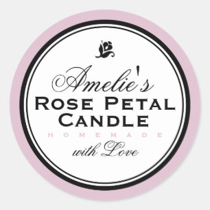 STICKER ROND ROSE   SAVON PERSONNALISÉ ET BÂTIMENT À BOUGIES