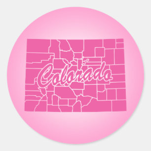 Sticker rond rose State Colorado
