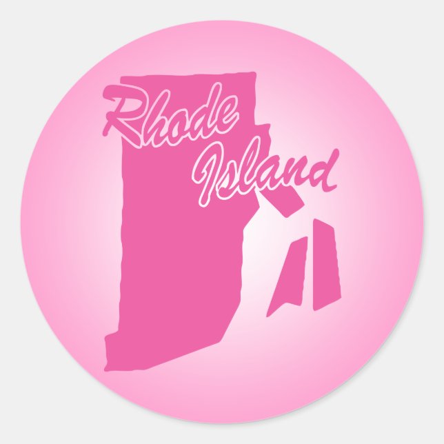 Sticker rond rose State Rhode Island Classic (Devant)