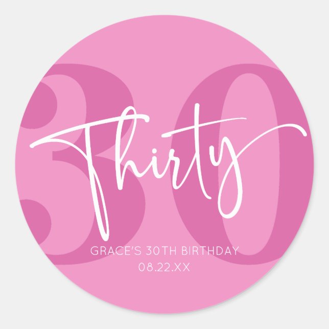 Sticker Rond Rose Trente-trentième anniversaire Fête Faveur (Devant)
