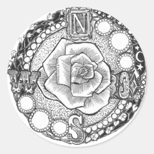 Sticker Rond Rose Victorian Compass