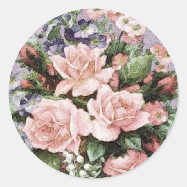 Sticker Rond Rose victorien (Devant)