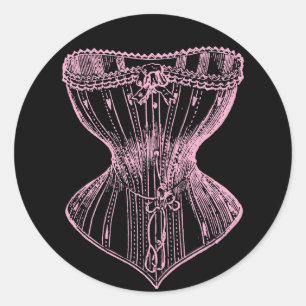 Sticker Rond Rose victorien vintage de corset