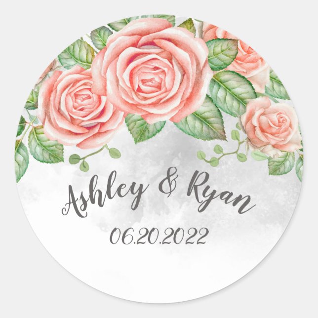 Sticker rond rose vif Mariage (Devant)
