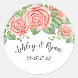 Sticker rond rose vif Mariage