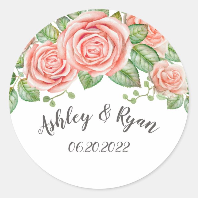 Sticker rond rose vif Mariage (Devant)