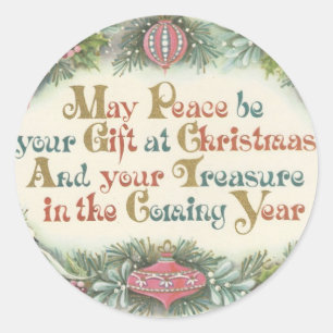 Sticker Rond Rose vintage de Noël avec des colombes