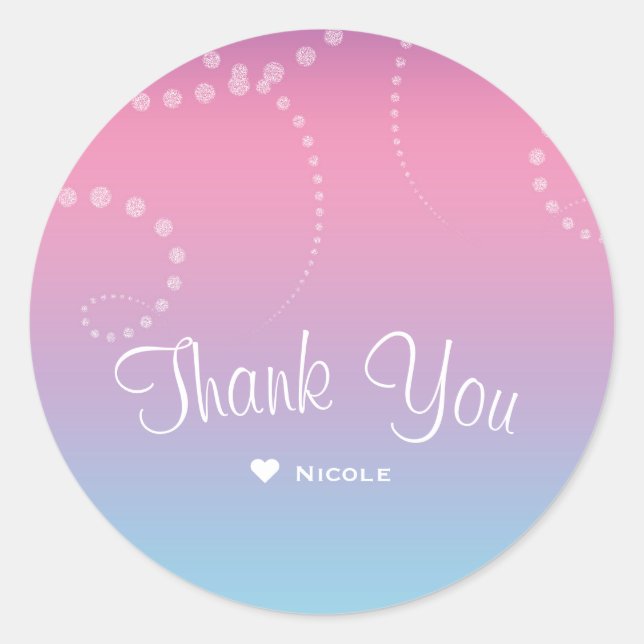 Sticker Rond Rose violet Bleu Bleu Les filles trempées Annivers (Devant)