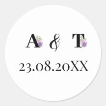 Rose violet Dusty Floral Monogram Mariage