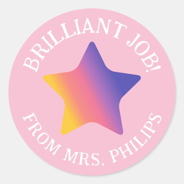 Sticker Rond Rose violet étoile dégradé brillant école de trava (Devant)