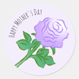 Sticker Rond Rose Violette Élégante