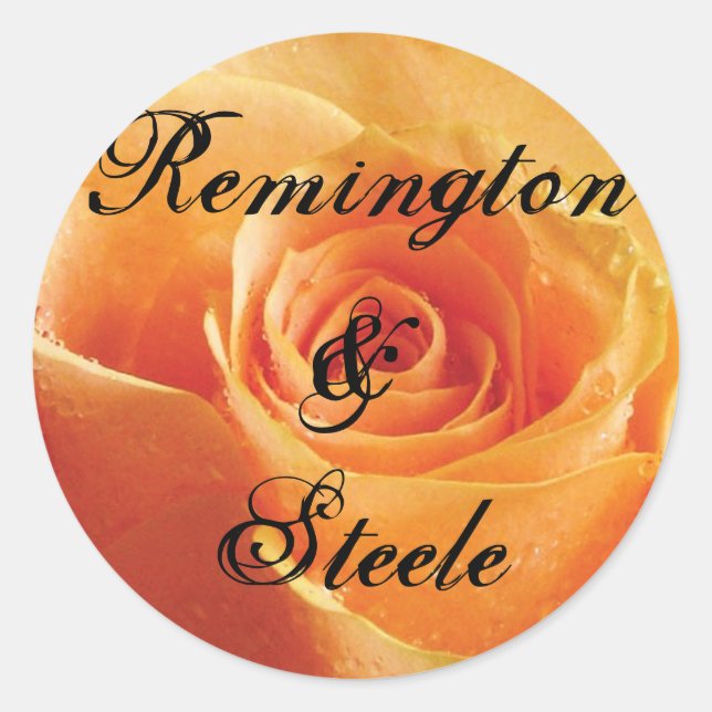 Sticker Rond Rose Wild Peach Mariage personnalisé (Devant)