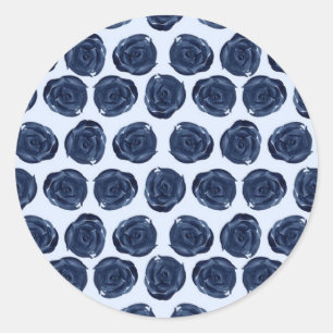 Sticker Rond Roseaux aquarelles bleus Cottage Chic Mariage