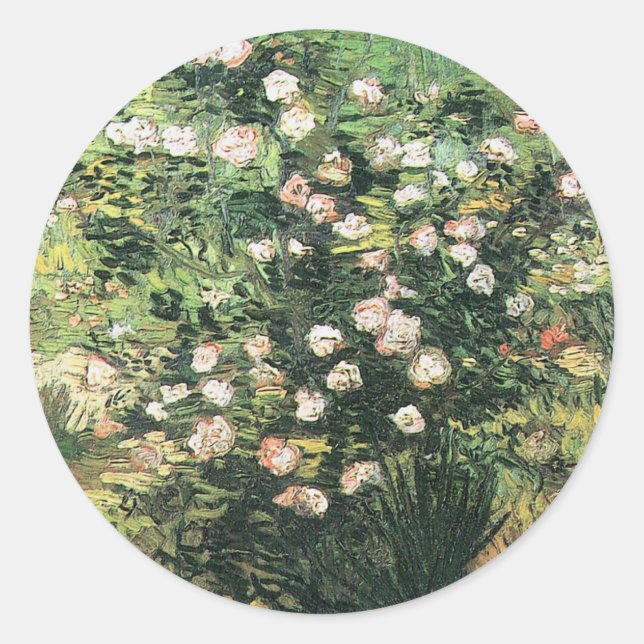 Sticker Rond Rosebush in Blossom par Vincent van Gogh (Devant)