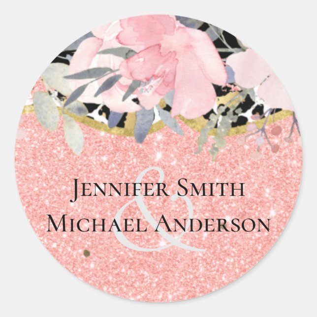 Sticker Rond Rosegold MARIAGE Girly rose Parties scintillant fl (Devant)