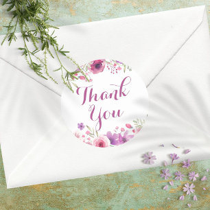 Sticker Rond Roses Aquarelle Merci