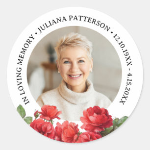 Sticker Rond Roses Aquarelle Photo personnalisée En souvenir ai