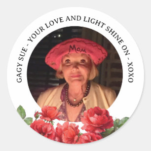 Sticker Rond Roses Aquarelle Photo personnalisée En souvenir ai