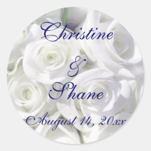 Sticker Rond Roses blanches