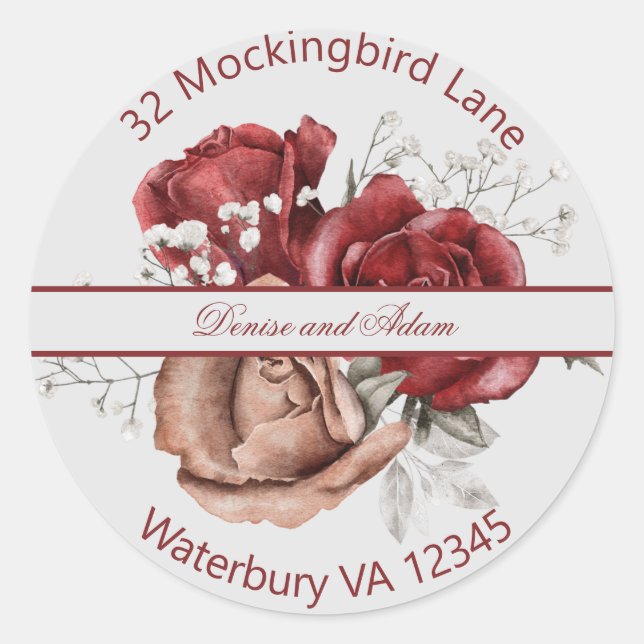 Sticker Rond Roses blanches et bleues de Bourgogne (Devant)
