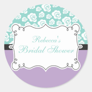 Sticker Rond Roses blanches sur Aqua & Fête des mariées violett