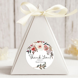 Sticker Rond Roses Florales Rouge Fardée Mariage