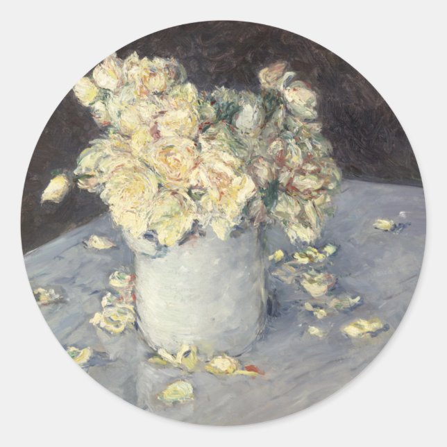 Sticker Rond Roses jaunes dans un vase de Caillebott Impression (Devant)