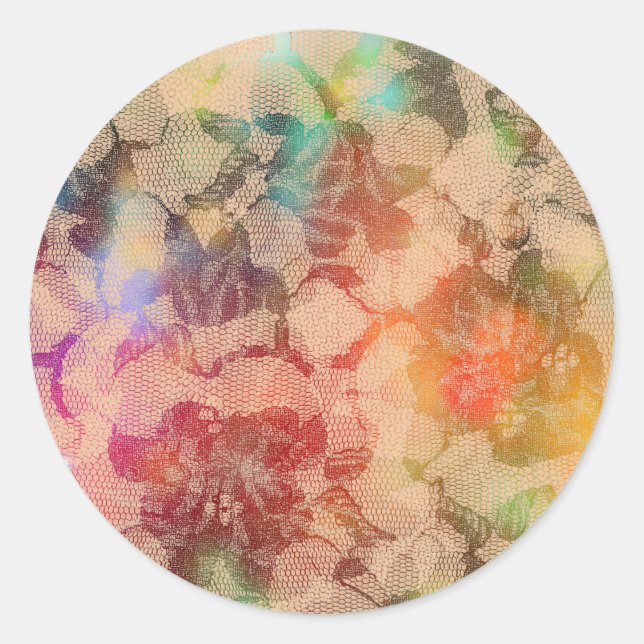 Sticker Rond Roses multicolores (Devant)