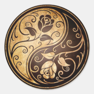 Sticker Rond Roses robustes de Yin Yang