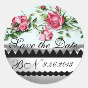 Sticker Rond ROSES ROSES ET ROSEBUDS ROSES Enregistrer La Date