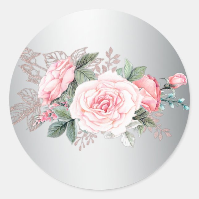 Sticker Rond Roses roses roses et Mariage d'argent (Devant)