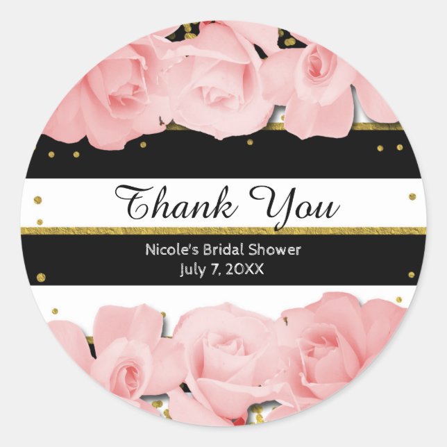 Sticker Rond Roses roses roses Noires Bandes & Fête des mariées (Devant)