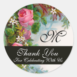 Sticker Rond ROSES ROSES ROSES ROSES ET FLEURS DE JASMINE Merci