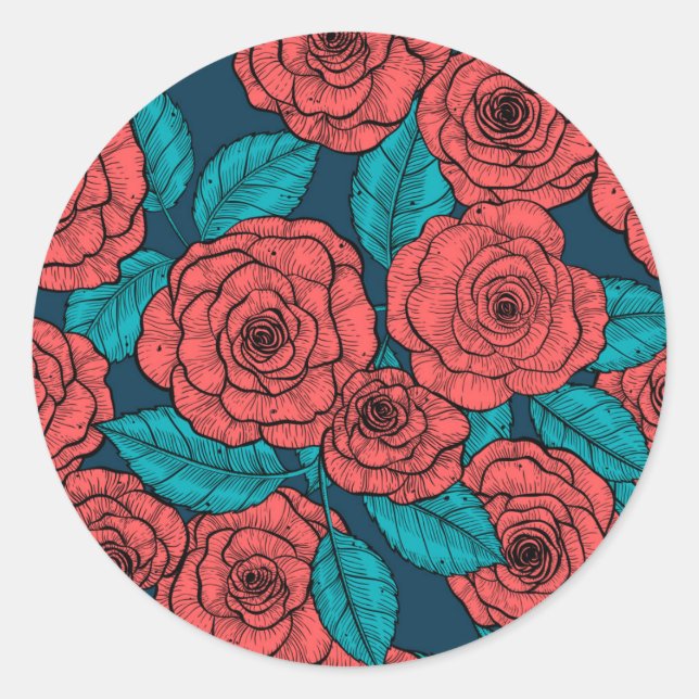 Sticker Rond Roses rouges (Devant)
