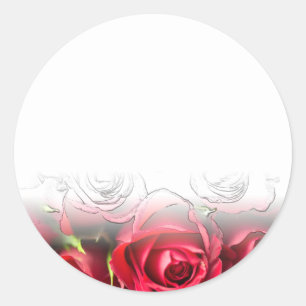 Sticker Rond Roses Rouges Avec Contours Noirs