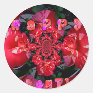 Sticker Rond Roses rouges Iridescente "Bonne Saint Valentin" Ar
