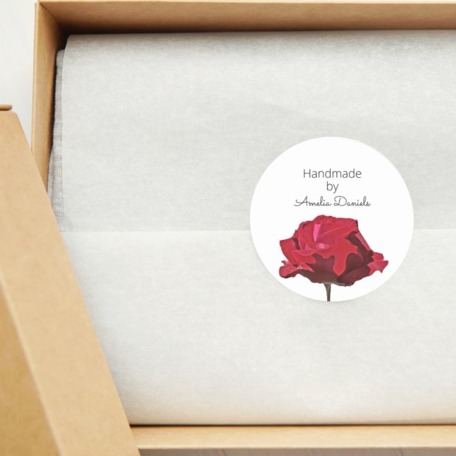 Sticker Rond Roses rouges personnalisées faites à la main par C (Créateur téléchargé)
