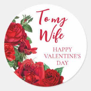 Sticker Rond Roses rouges romantiques sur la femme blanche Sain