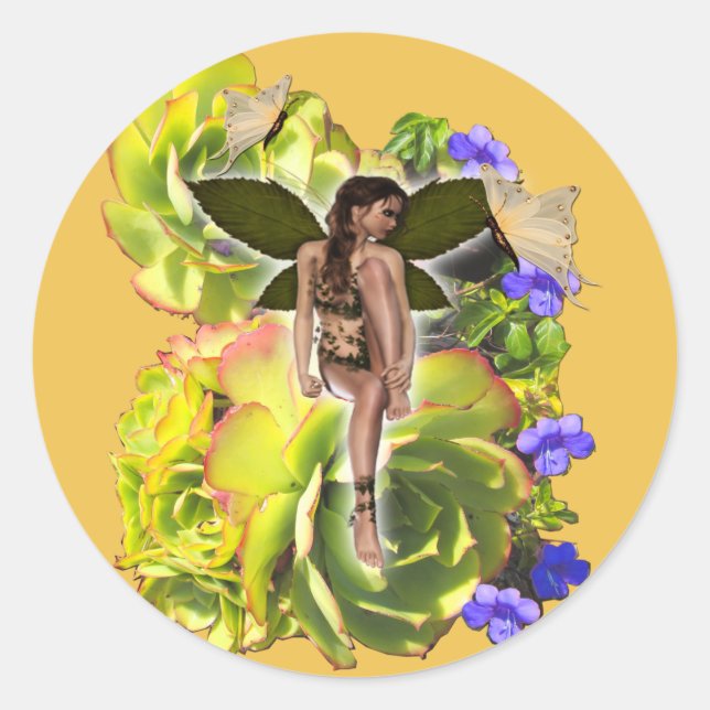 Sticker Rond Rosette Visiteurs succulents Plate de mélamine (Devant)