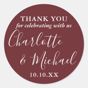 Sticker Rond Rosewood Rose Cadeau de Mariage Signature Remercie
