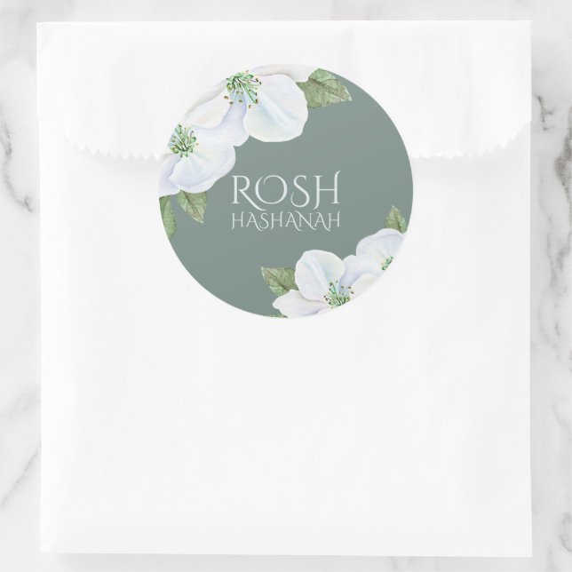 Sticker Rond Rosh Hashanah Apple Blossom Nouvel An (Sac)