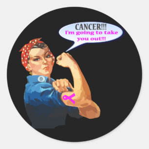 Sticker Rond Rosie le Riveter Cancer du sein Conception de bien