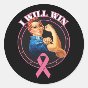 Sticker Rond Rosie le rivoir je gagnerai le cancer du sein