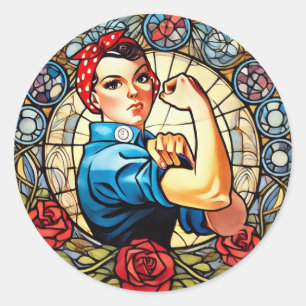 Sticker Rond Rosie the Riveter