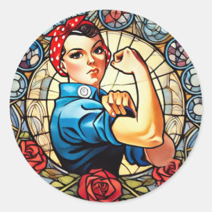Sticker Rond Rosie the Riveter