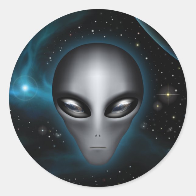 Sticker Rond Roswell Alien II (autocollant) (Devant)